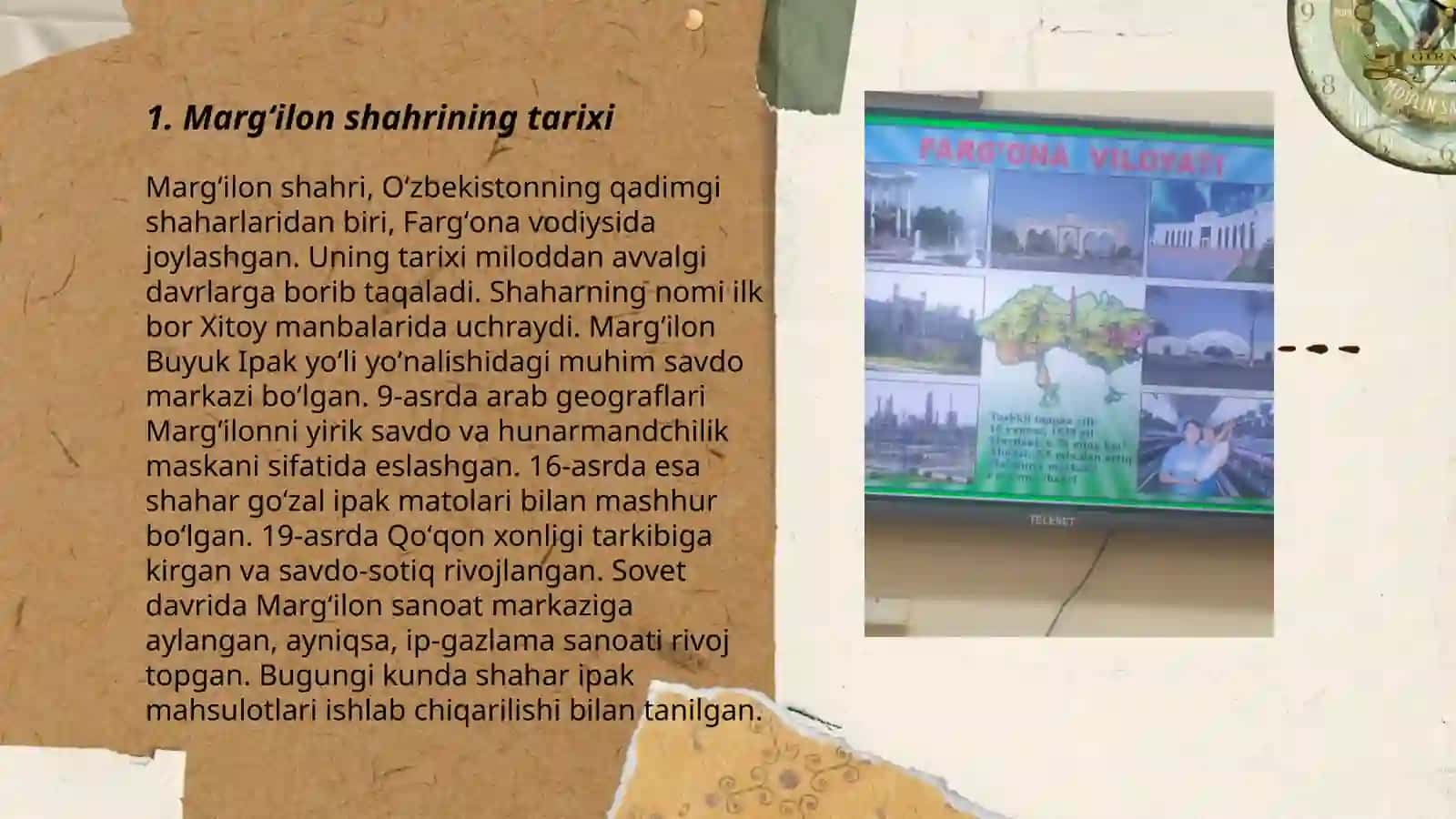Margʻilon shahar va Toshloq tumani haqida slayd tayyorlash 3