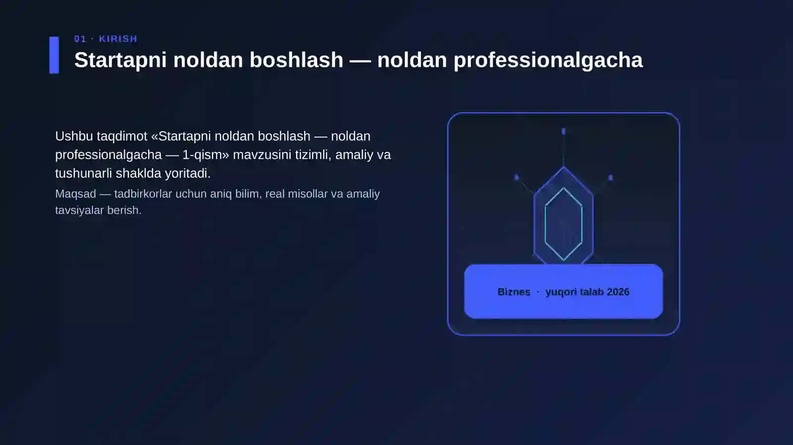Startapni noldan boshlash — noldan professionalgacha — 1-qism 3