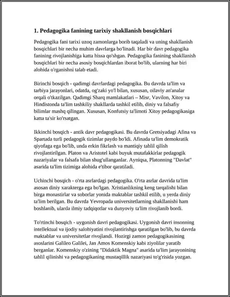 Pedagogika Fanining Shakllanish Bosqichlari va Asosiy Rivojlanish Yo‘nalishlari 3