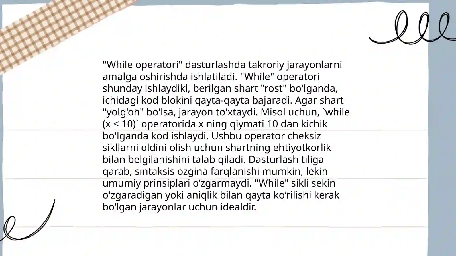 While operatori Python dasturlash tilida 3