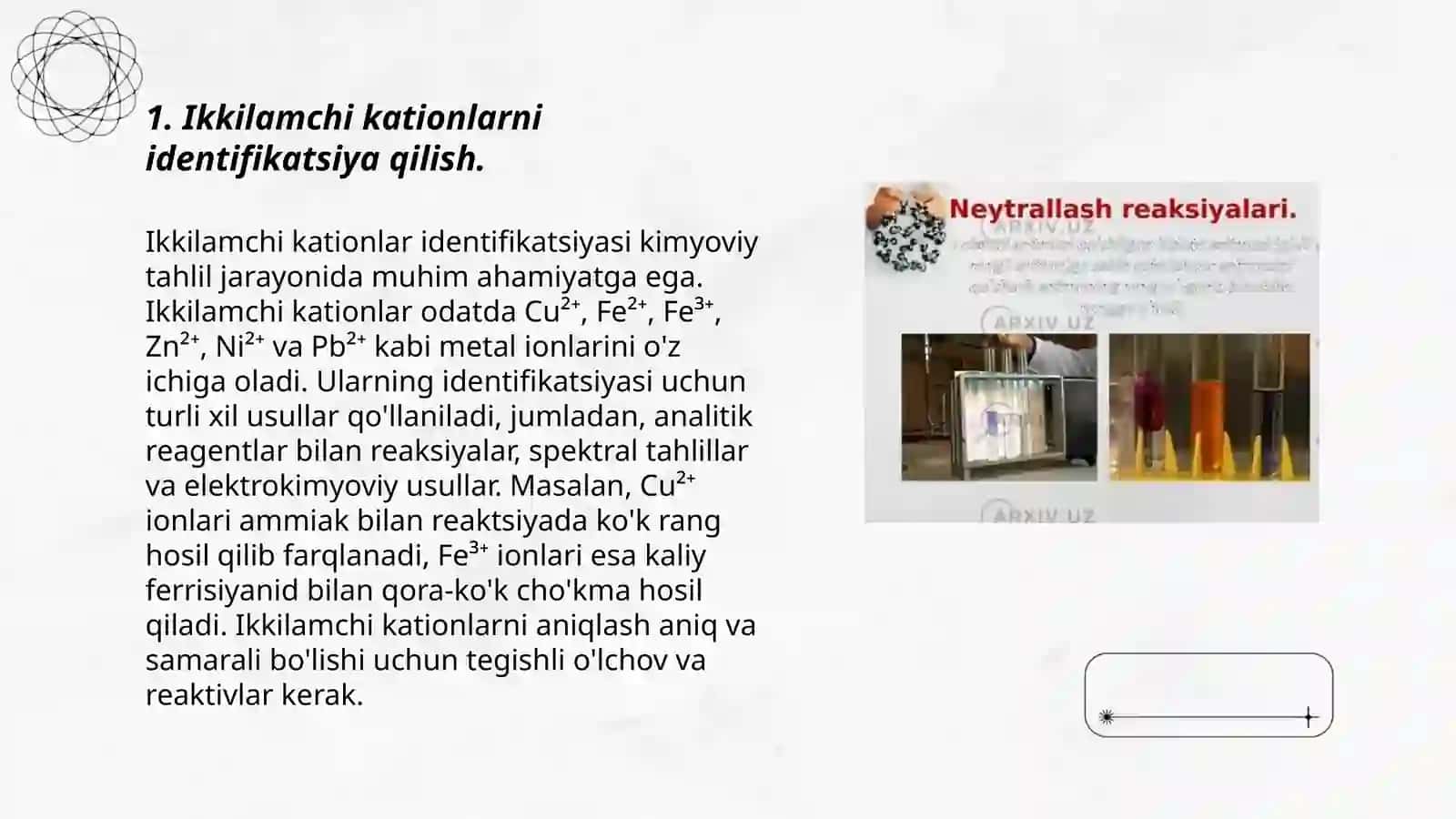 Ikkilamchi kationlarni identifikatsiya qilish 3