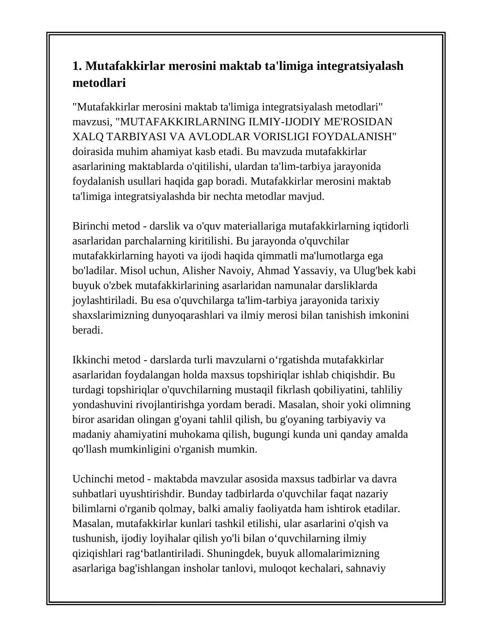 MUTAFAKKIRLARNING ILMIY-IJODIY ME'ROSIDAN XALQ TARBIYASI VA AVLODLAR VORISLIGI FOYDALANISH 3