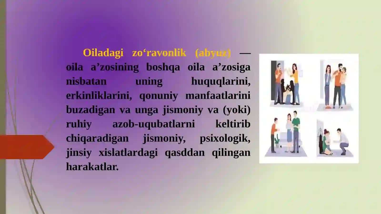 Oilaviy zoʻravonlik nima, oiladagi zoʻravonlik turlari 3