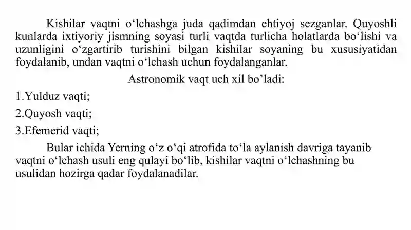 Vaqtni o‘lchashning asoslari 3