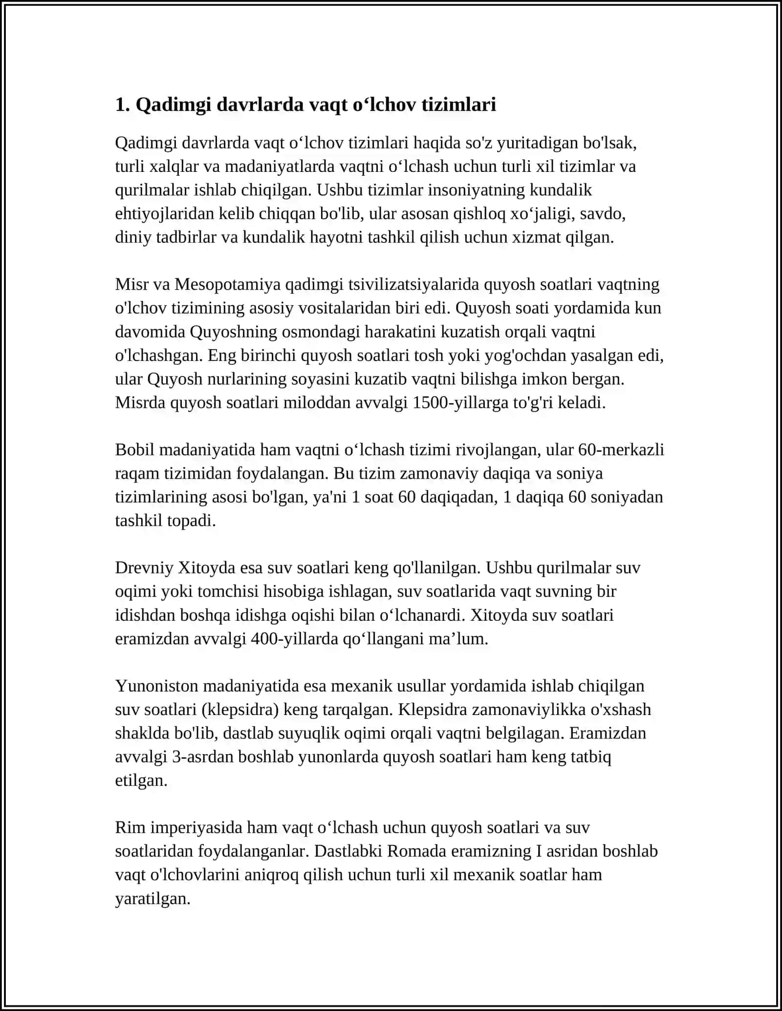 XRONOLOGIYA VA VAQT OʻLCHOV TIZIMLAR TARIXI 3