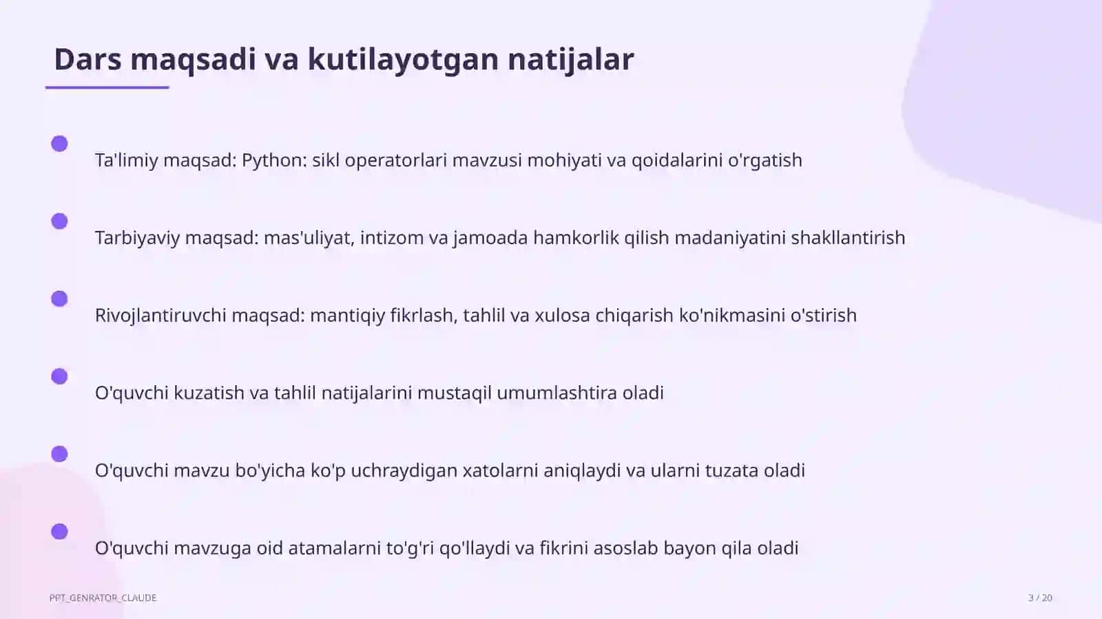 Python: sikl operatorlari (8-sinf) 3