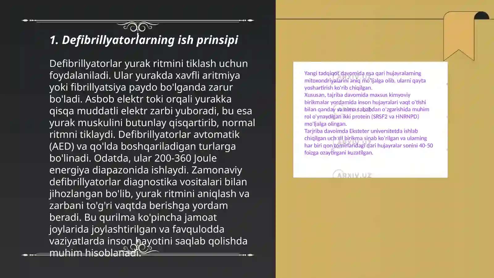 Defibrillyatorlar va ularning ishlash prinsiplari. Spirografiya apparatini tuzilishi, ishlash prinsipi va tibbiyotda qo'llanilishi 3