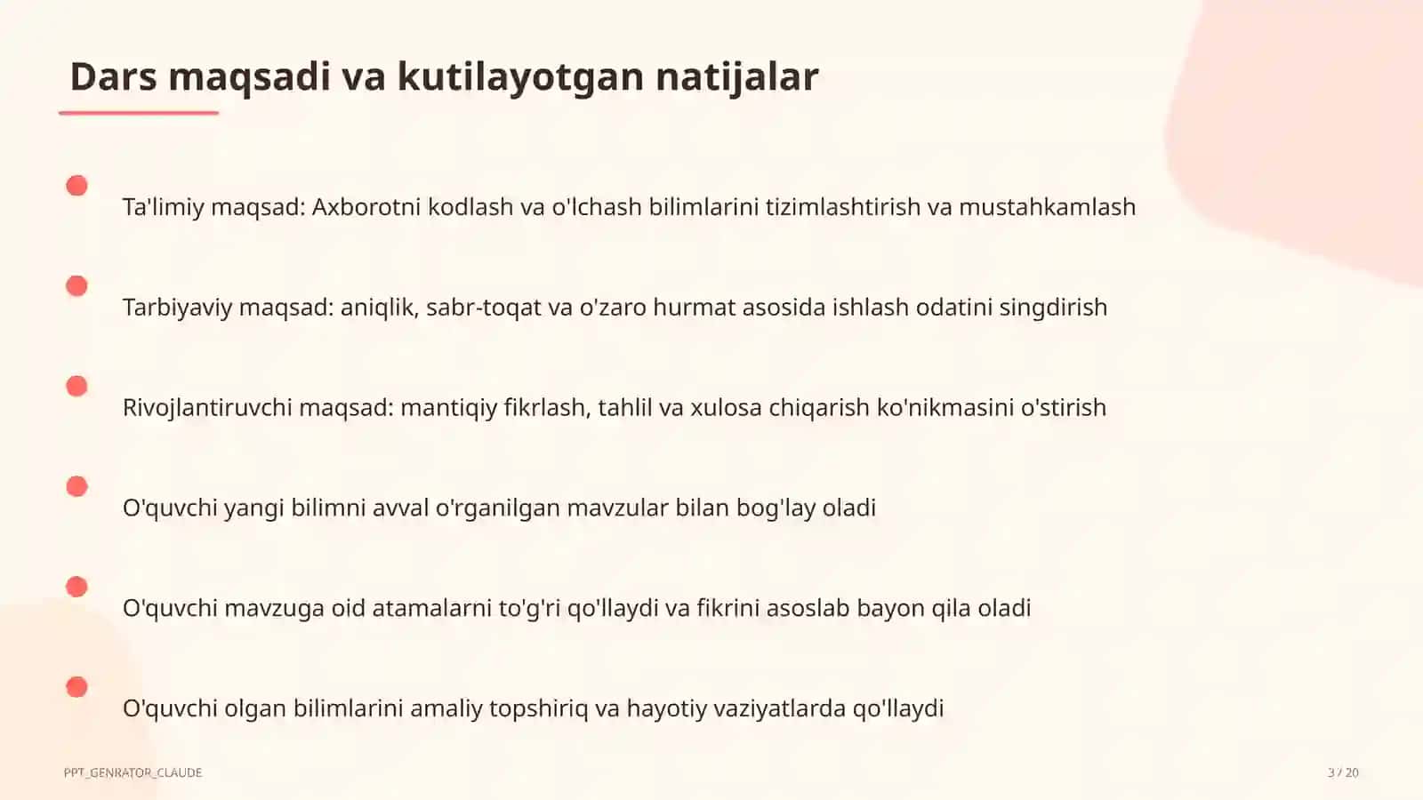 Axborotni kodlash va o'lchash (7-sinf) 3