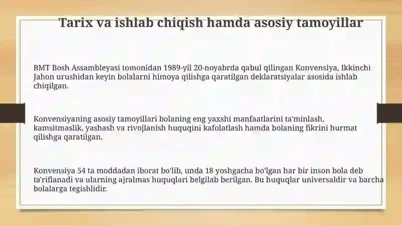 Konvensiya bo'yicha bolalar xuquqlarini himoya qilish 3
