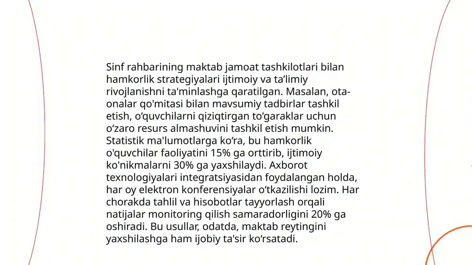 Sinf rahbarining sinf jamoasini jipslashtirishda maktab jamoat tashkilotlari bilan olib boriladigan ishlar 3