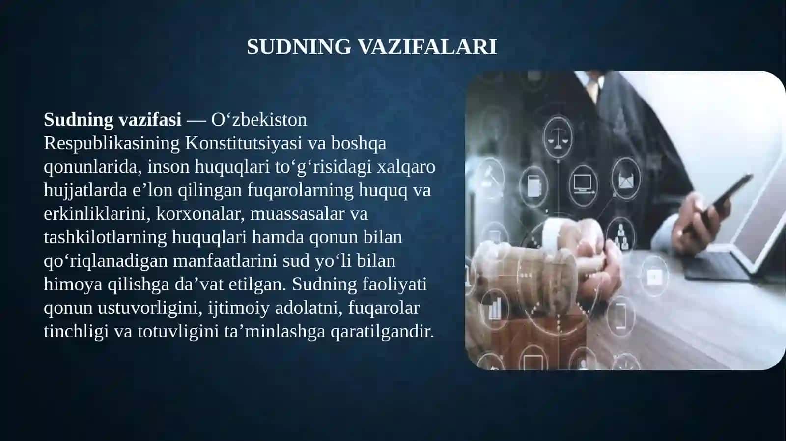 Sudyalar hamjamiyati organlari tushunchasi va turlari (sudyalar hamjamiyati sudyalar umumiy majlisi) 3