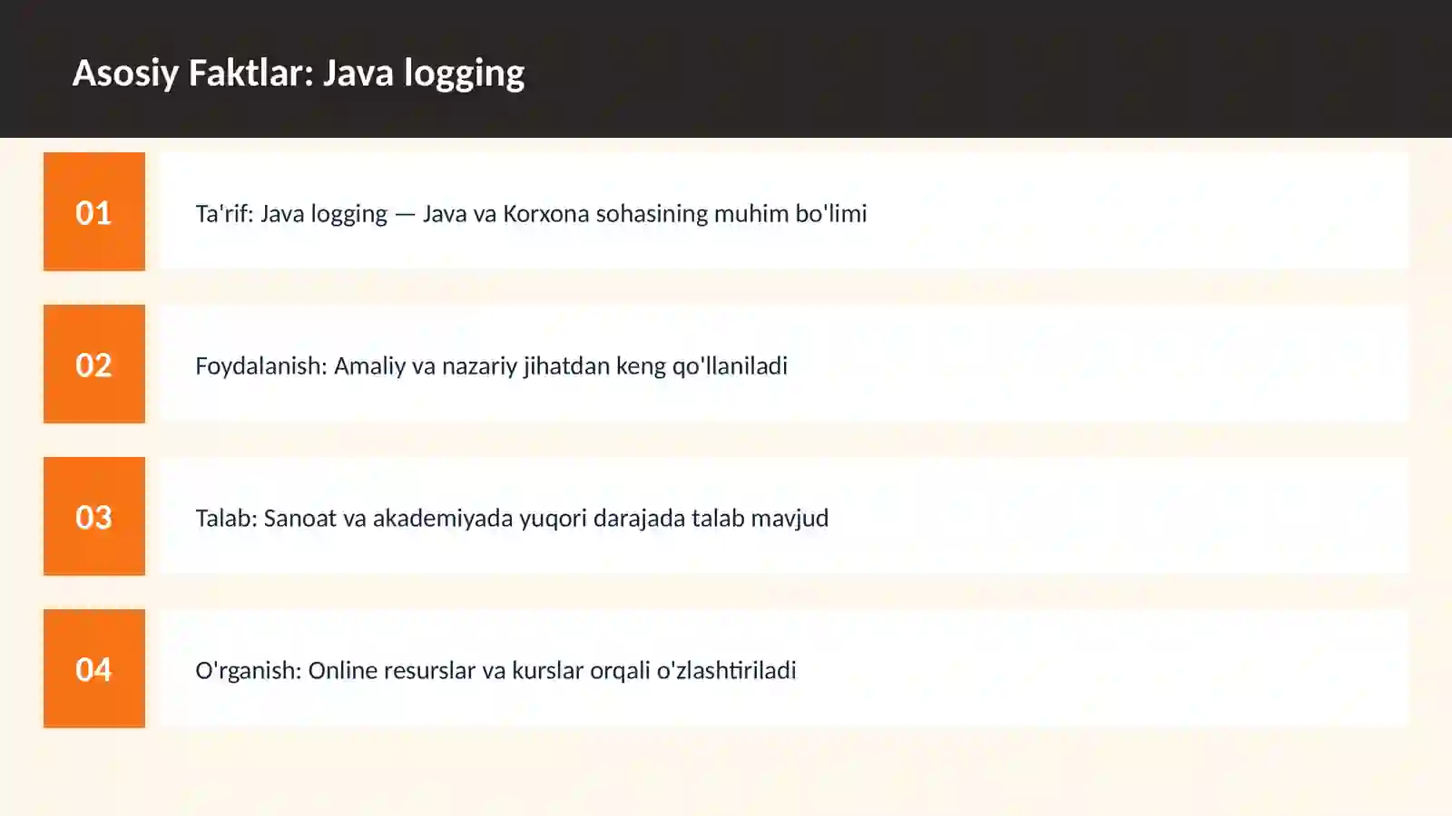 DASTURLASH | JAVA VA KORXONA 3