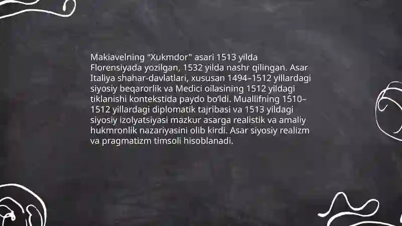 Makiavelning "Xukmdor" asari 3
