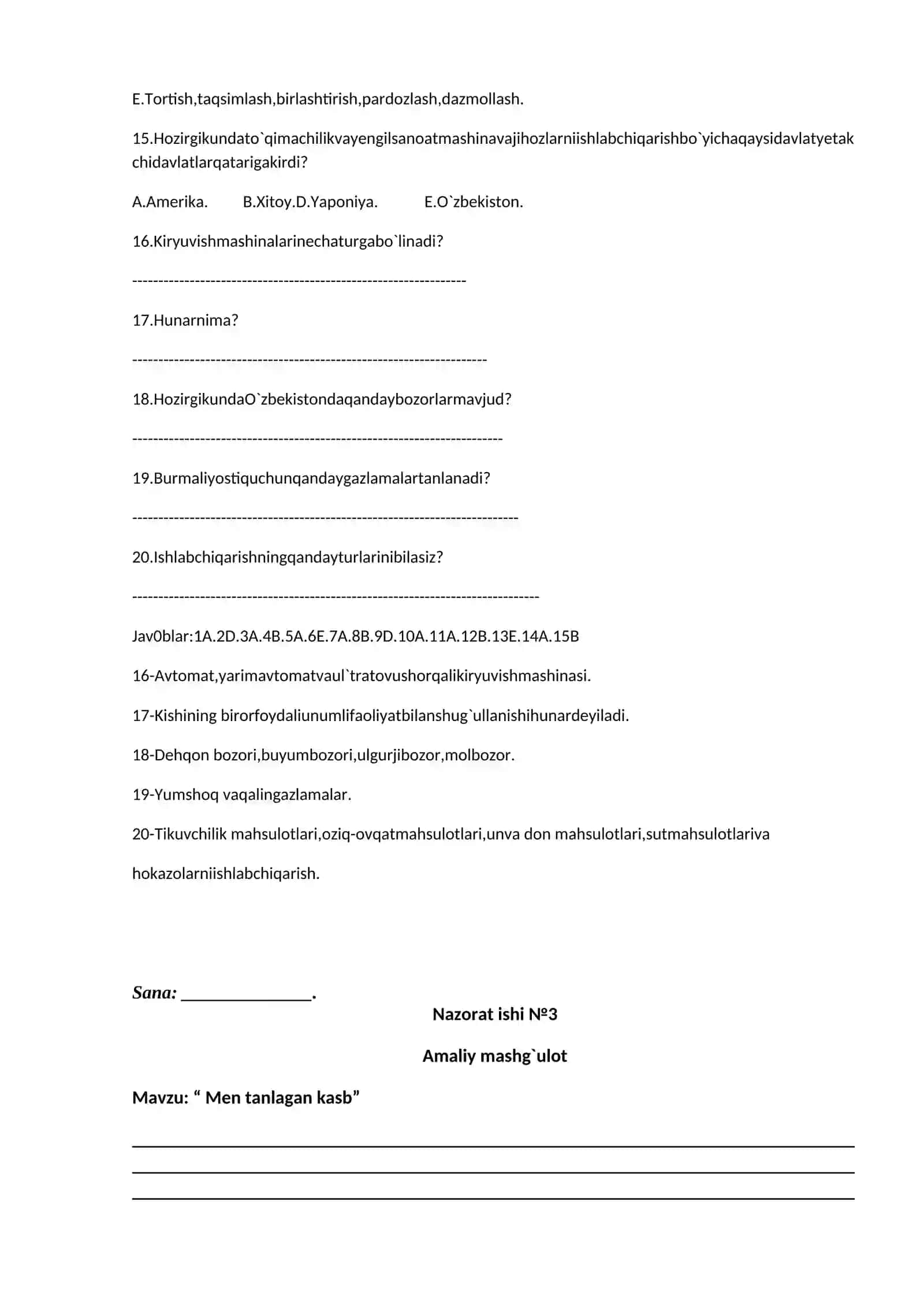 Amaliy mashg’ulot: burmali yostiqcha bichish texnologiyasi 3