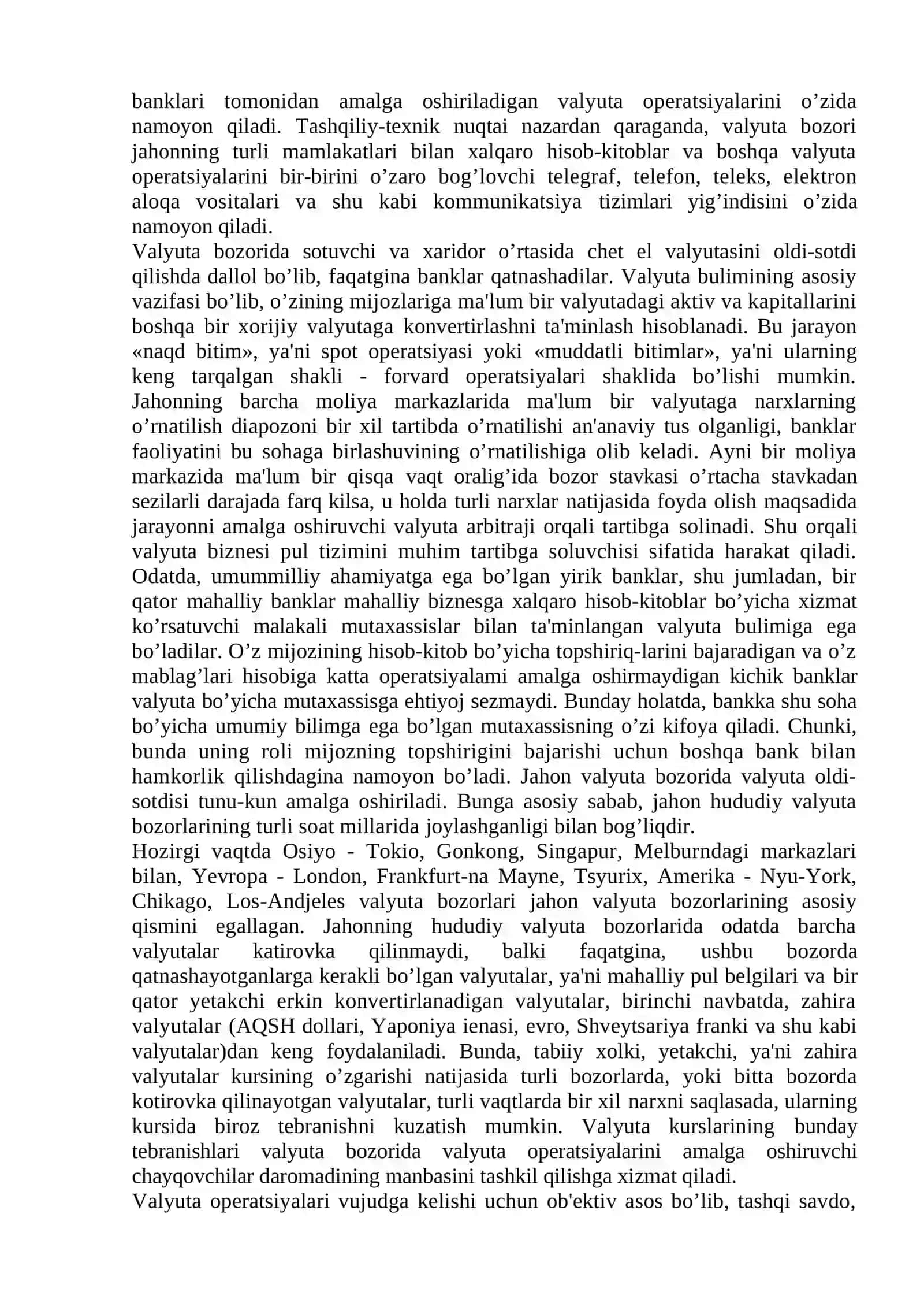 Valyuta bozori va valyuta operatsiyalarining xalqaro moliya munosabatlartdagi ahamiyati 3