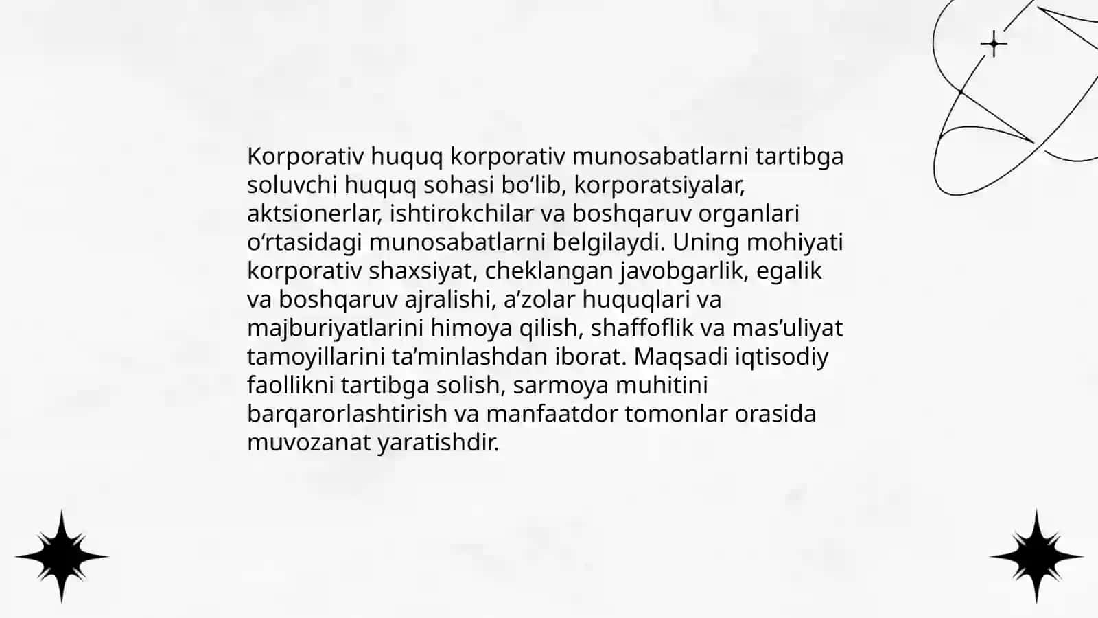 Korporativ huquq tushunchasi va uning belgilari 3