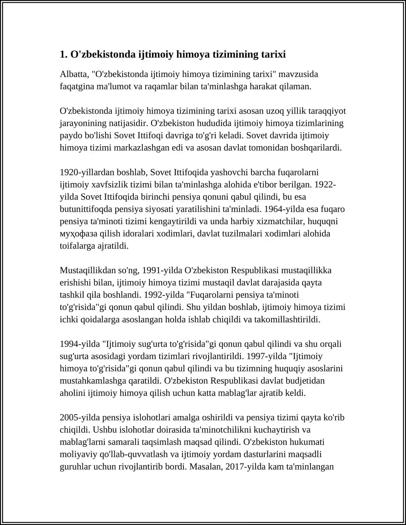 O'ZBEKISTONDA AHOLINI IJTIMOIY HIMOYALASH TIZIMI VA DAVLATNING IJTIMOIY SIYOSATI 3