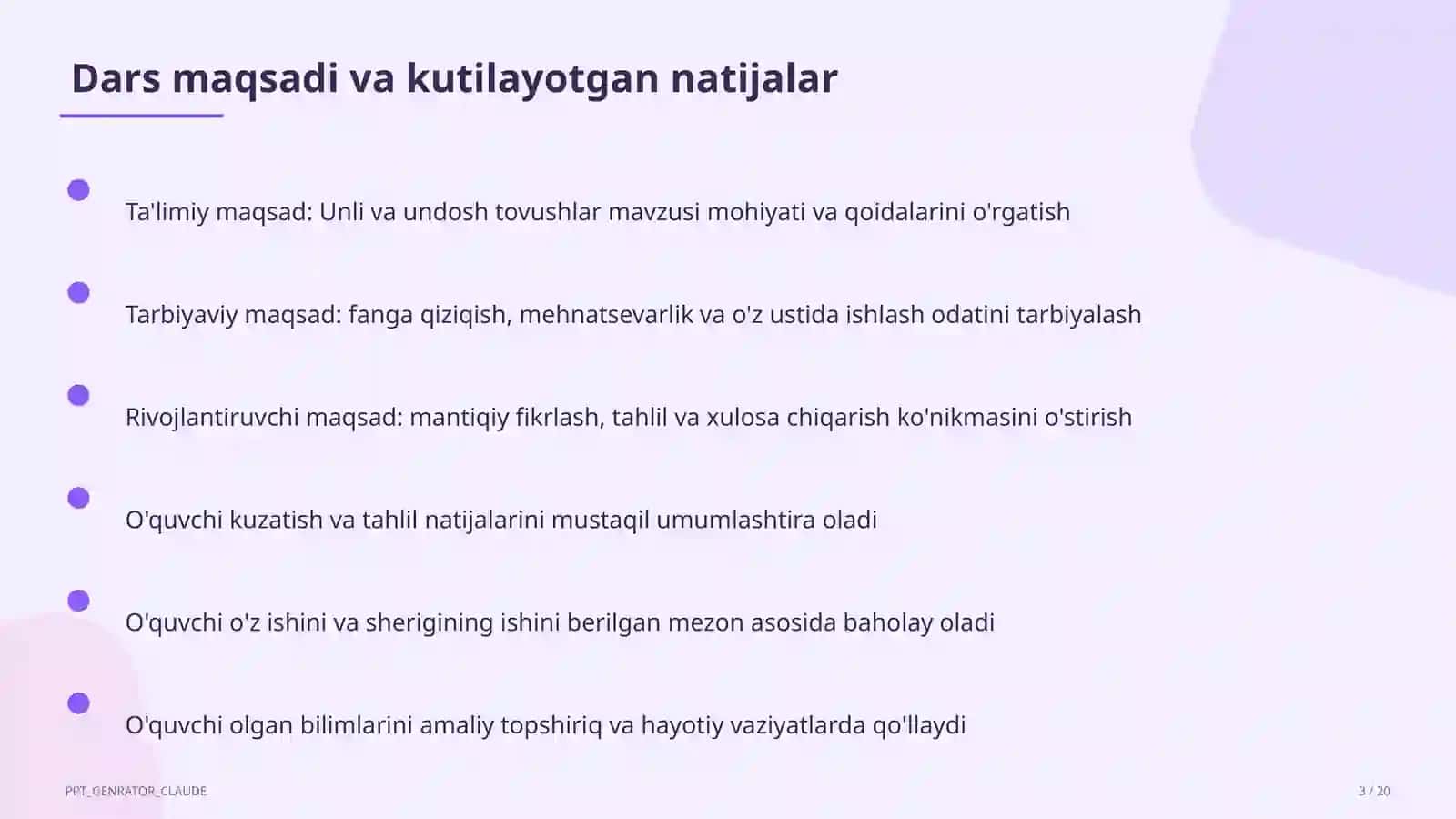 Ona tili va o'qish (1–4) — ochiq dars uchun 3