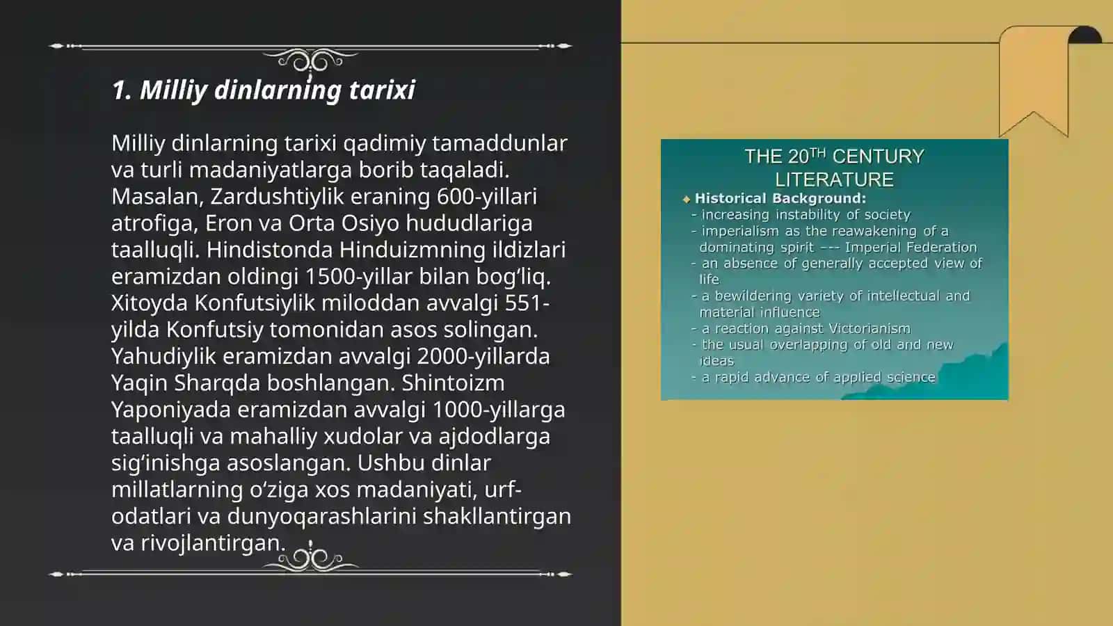 Milliy dinlarning tarixi 3