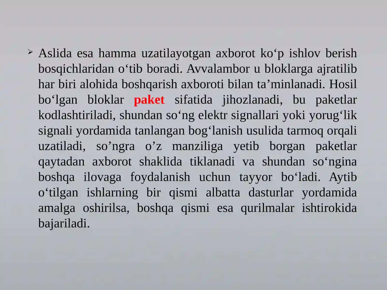 TARMOQDA MA’LUMOTLARNI ALMASHISH JARAYONLARI 3
