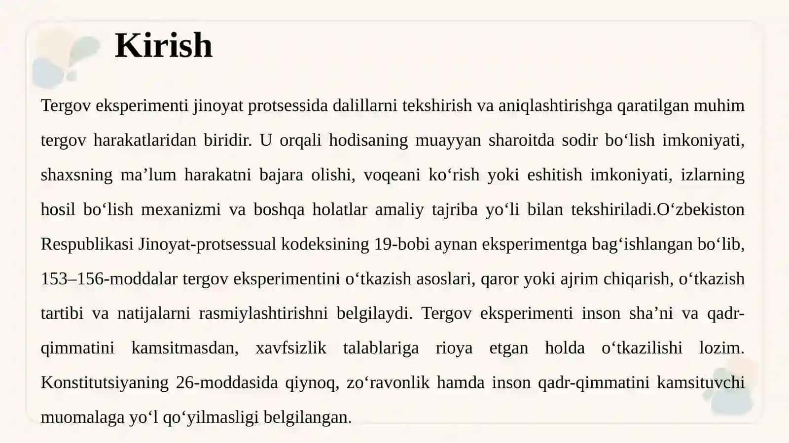 Tergov Ekperimenti Tergov Harakatining O‘tkazish Tartibi va Asoslari 3