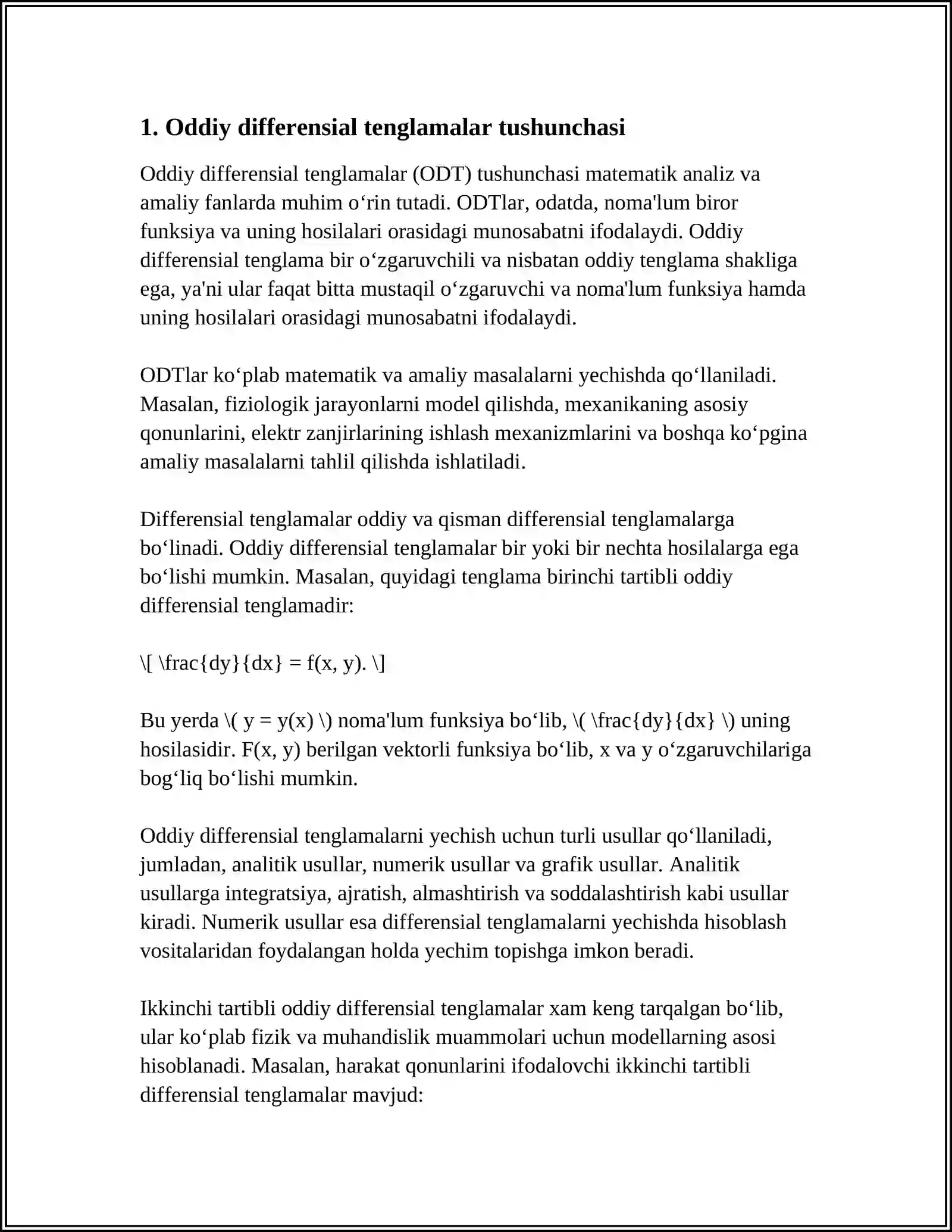 ODDIY DIFFERENSIAL TENGLAMALAR 3