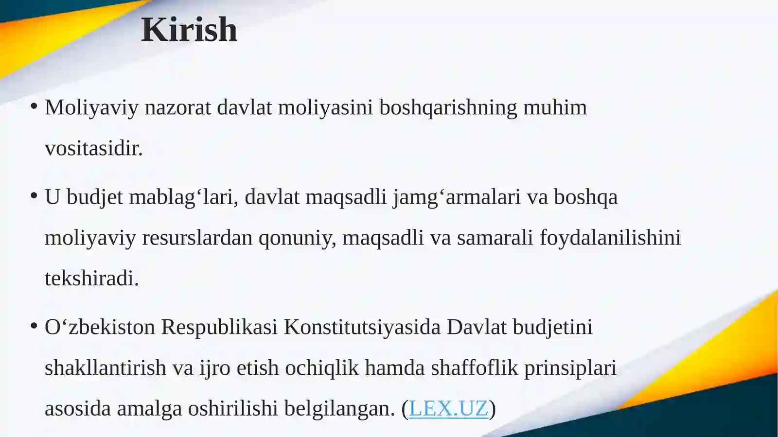 Moliyaviy nazoratning mazmuni, uning vazifalari va tamoyillari 3