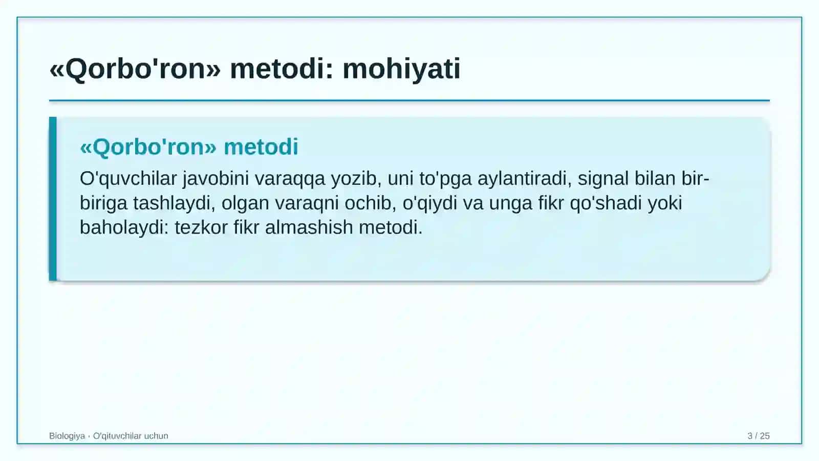 biologiya darslarida qorbo'ron metodidan foydalanish 7234 3