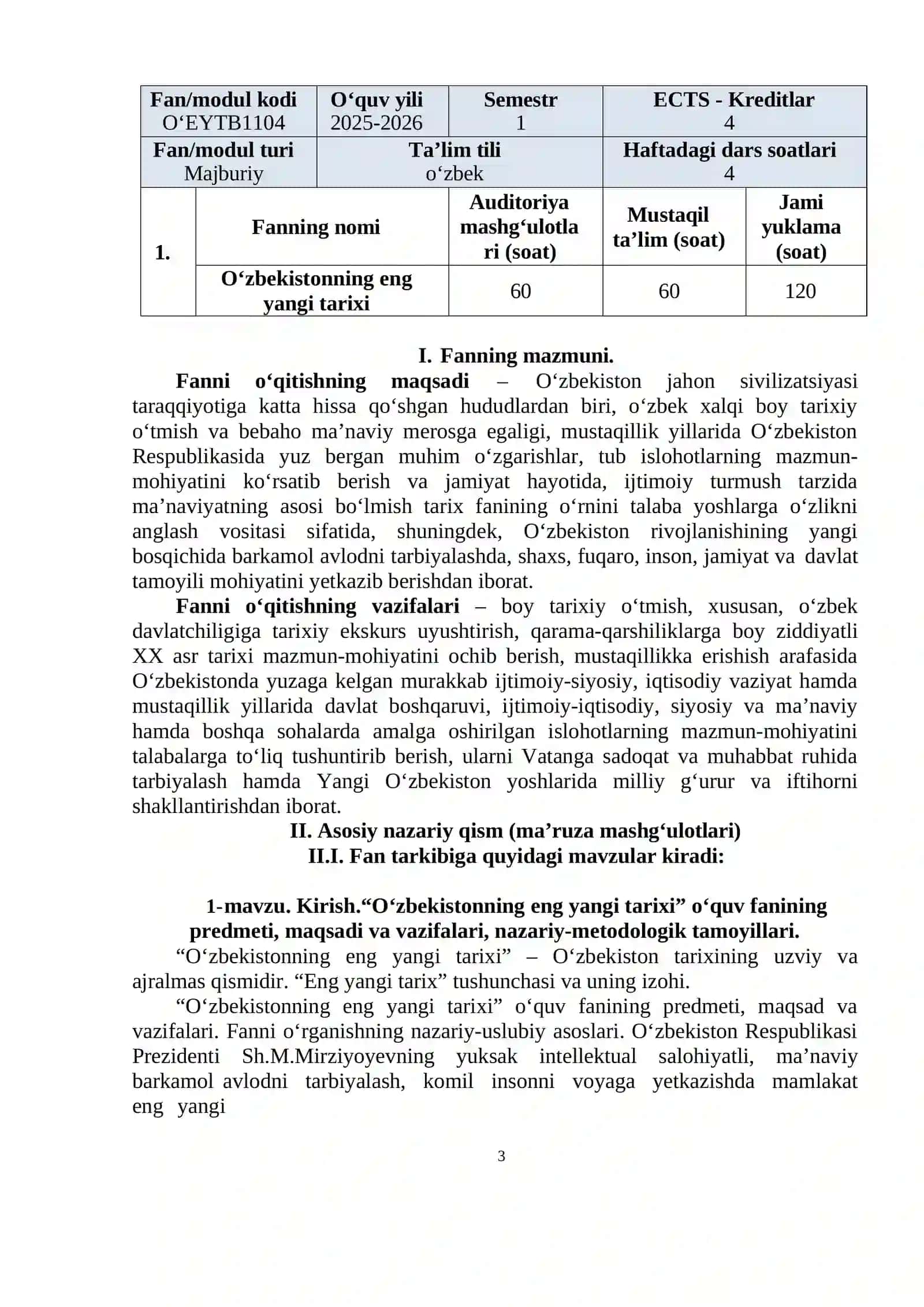 O‘zbekistonning Eng Yangi Tarixi 3
