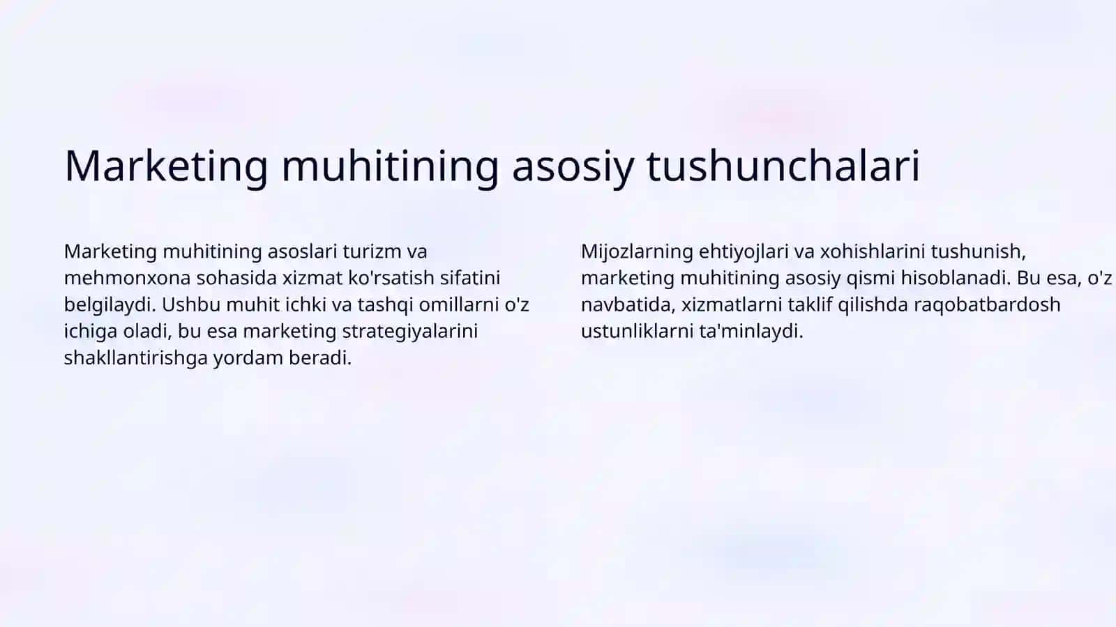 Turizm va mehmonxona xoʻjaligida marketing muhiti tahlili 3