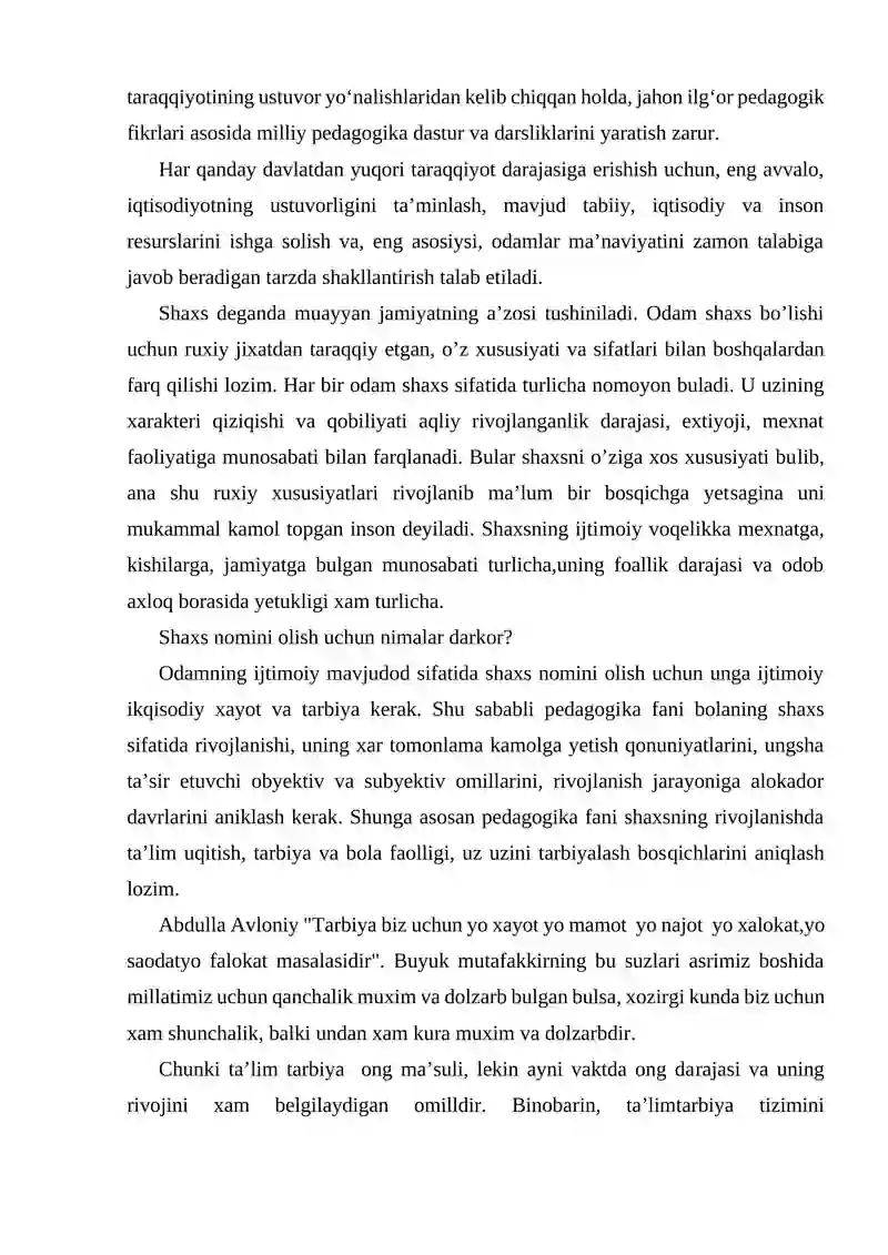 ТARBIYA - FAN SIFATIDA. SHAXS TARBIYANING OBYEKTI VA SUBYEKTI SIFATIDA 3