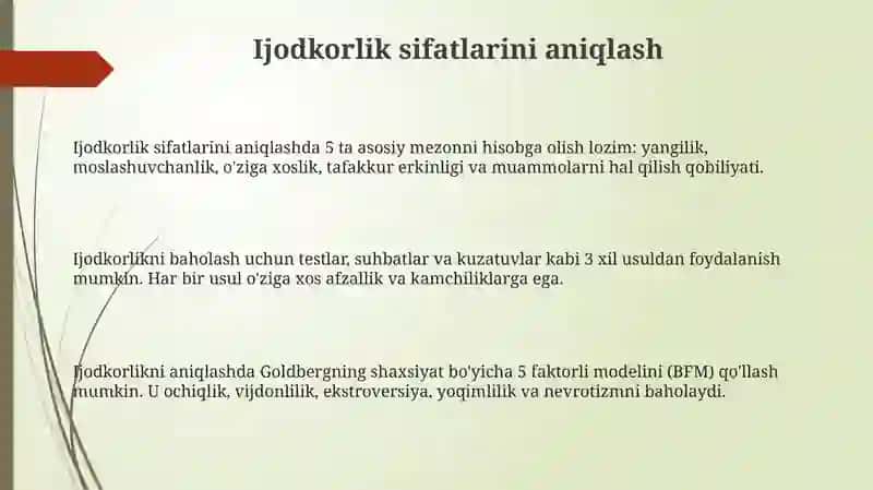 OTM pedagoglarida Kreativlik sifatlarni rivojlantirish yo'llari 3