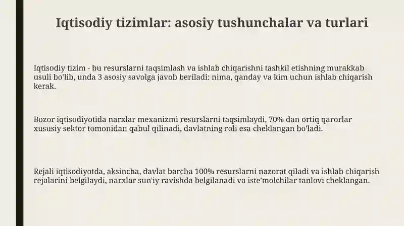 Iqtisodiy tizimlar va ularning turli modellari 3