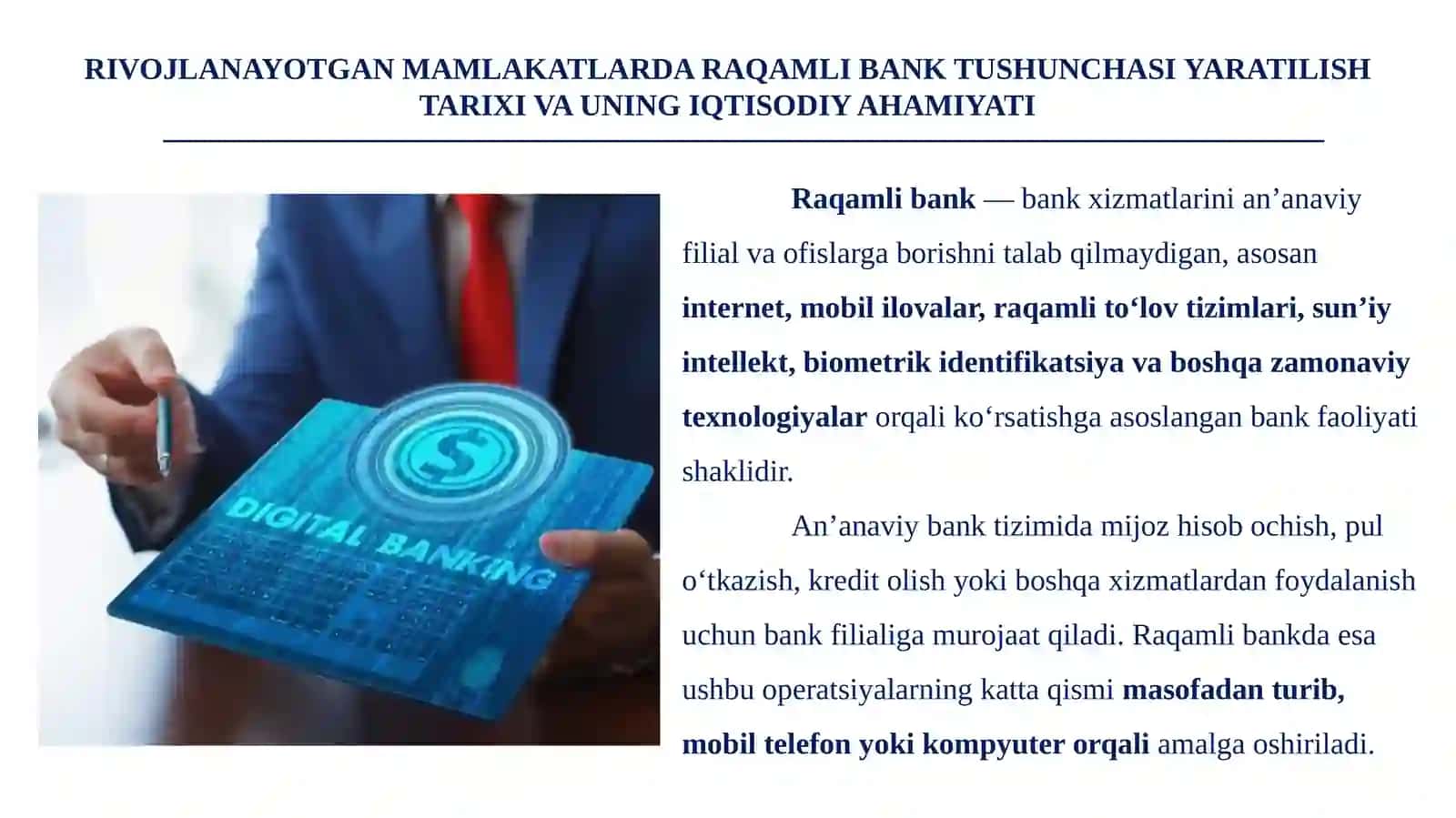 RIVOJLANAYOTGAN MAMLAKATLARDA RAQAMLI BANKNI RIVOJLANTIRISH ISTIQBOLLARI 3