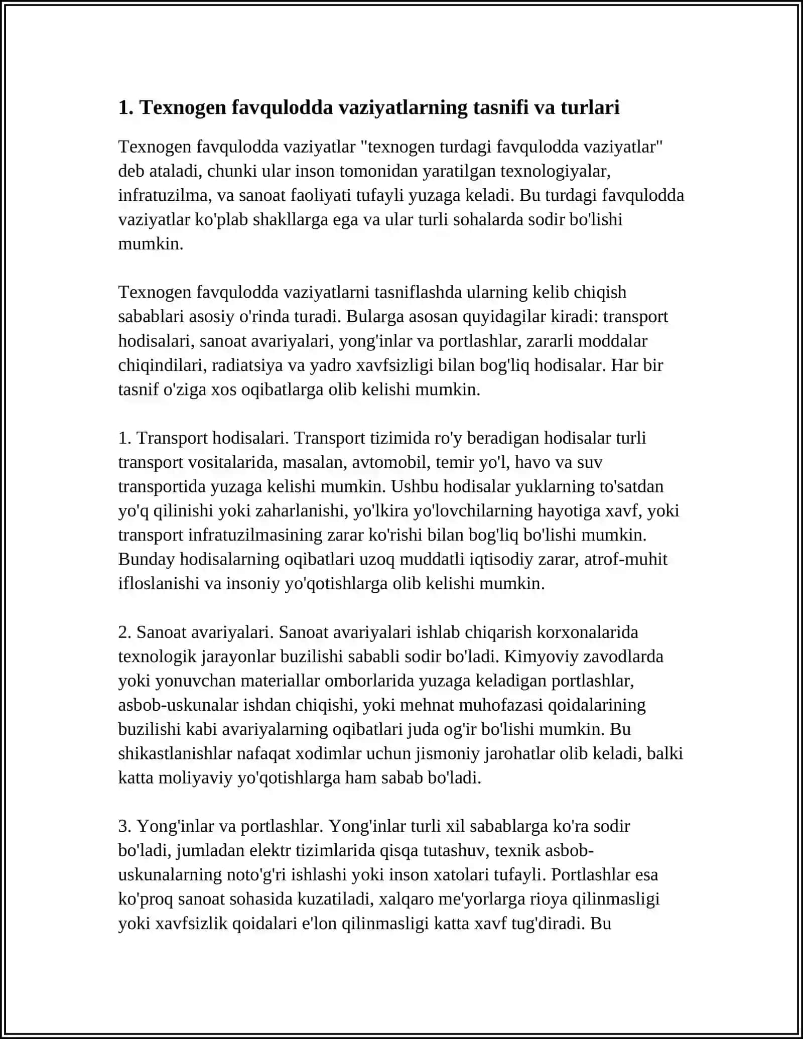 TEXNOGEN TURDAGI FAVQULODDA VAZIYATLAR VA ULARNING OQIBATLARI 3