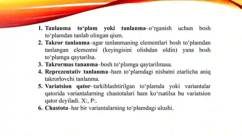 Statistik yig’malar . Namunaning reprezentativligi 3