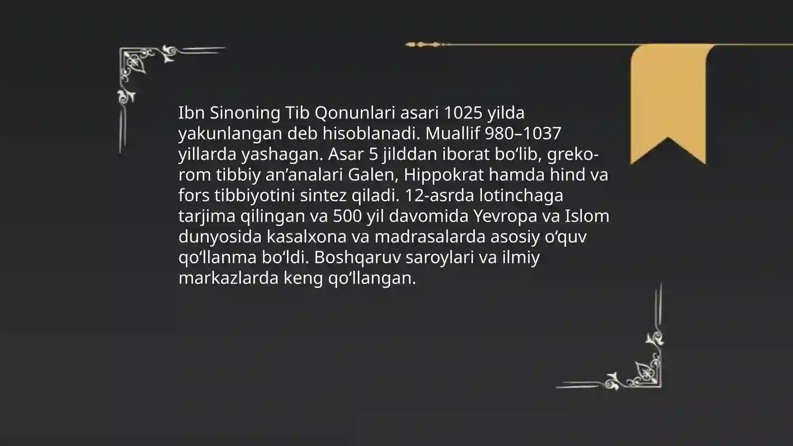 IBN SINONING "TIB QONUNLARI" ASARINING TAHLILI 3