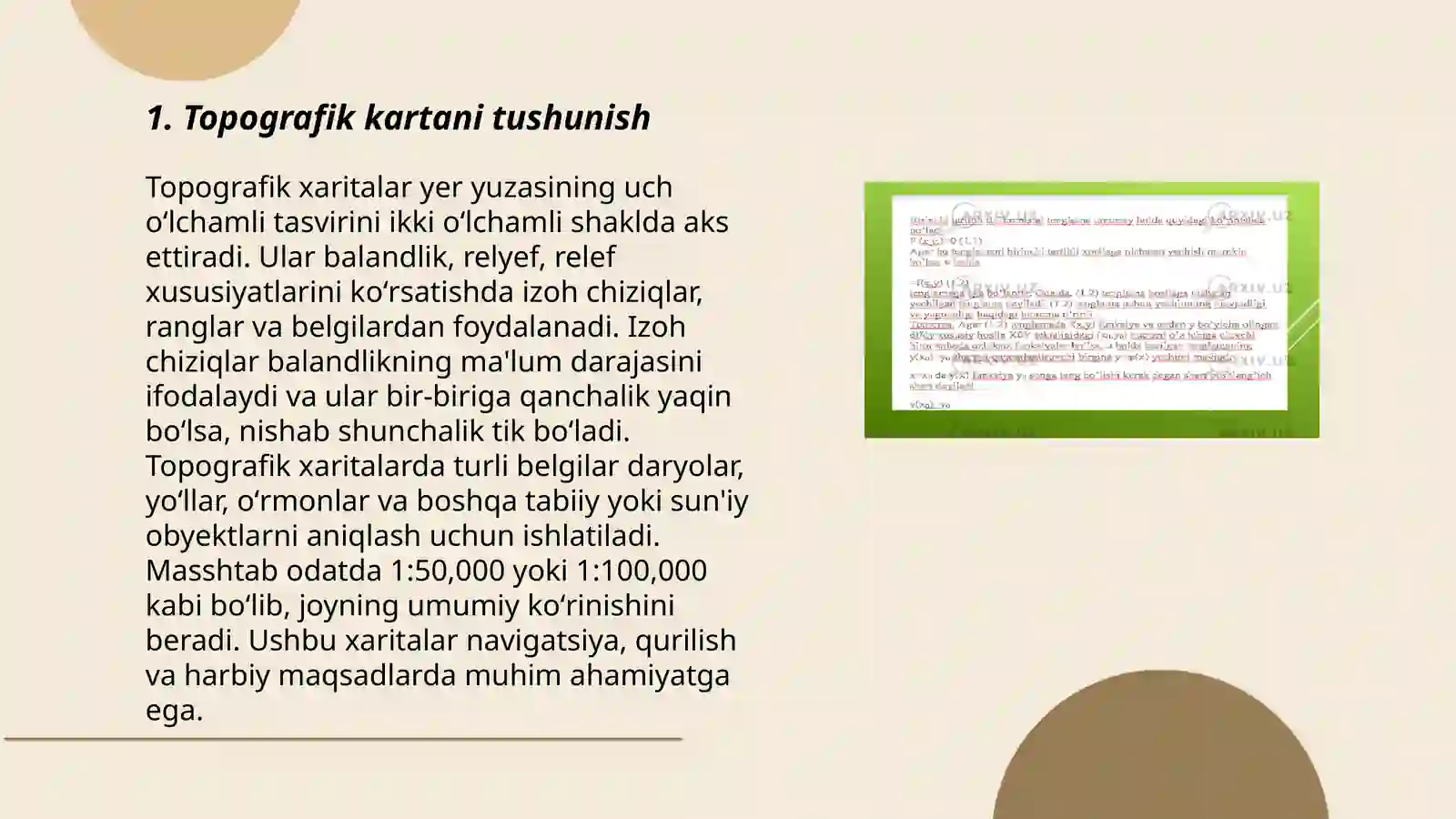 Topografik karta asosida injinerli geodezik masalalar yechish 3