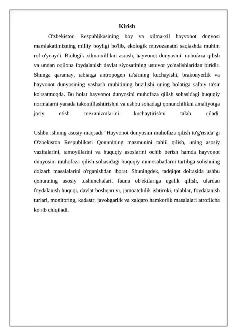 O'zbekiston respublikasi Hayvonot dunyosini muxofaza qilish toʻgʻrisida qonun 3