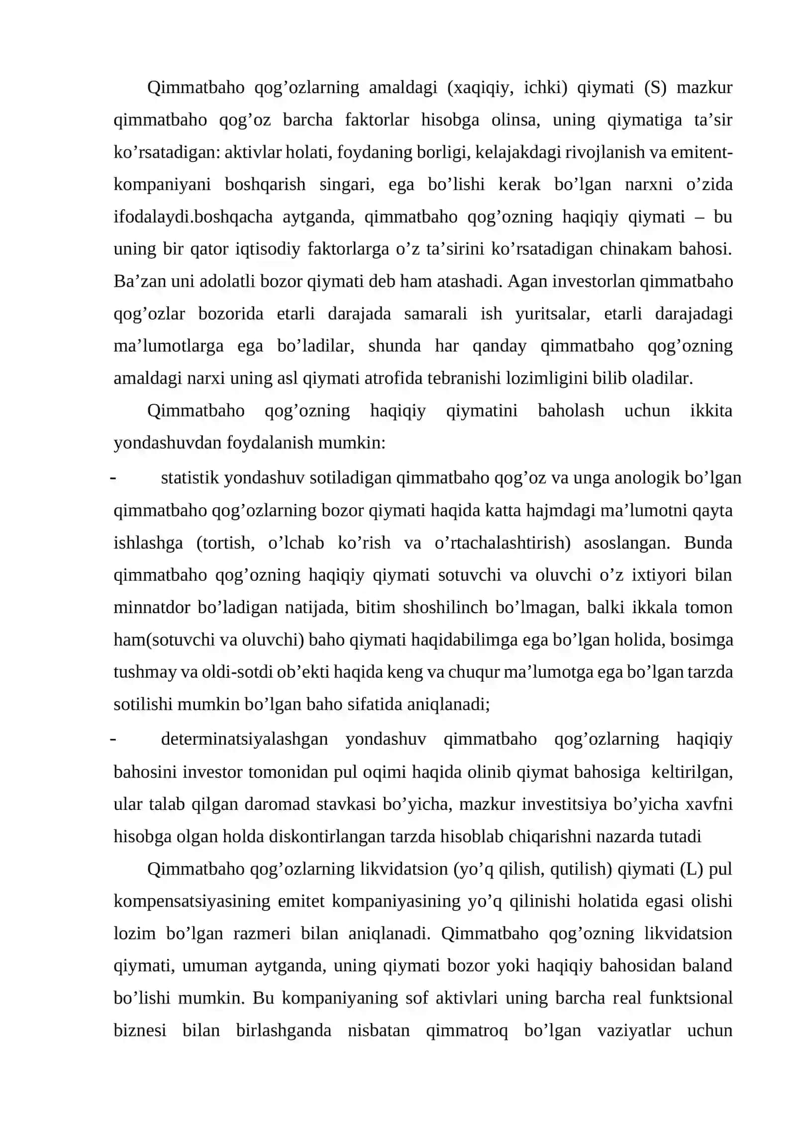 Qimmatbaho qog’ozlar qiymatini baholash 3