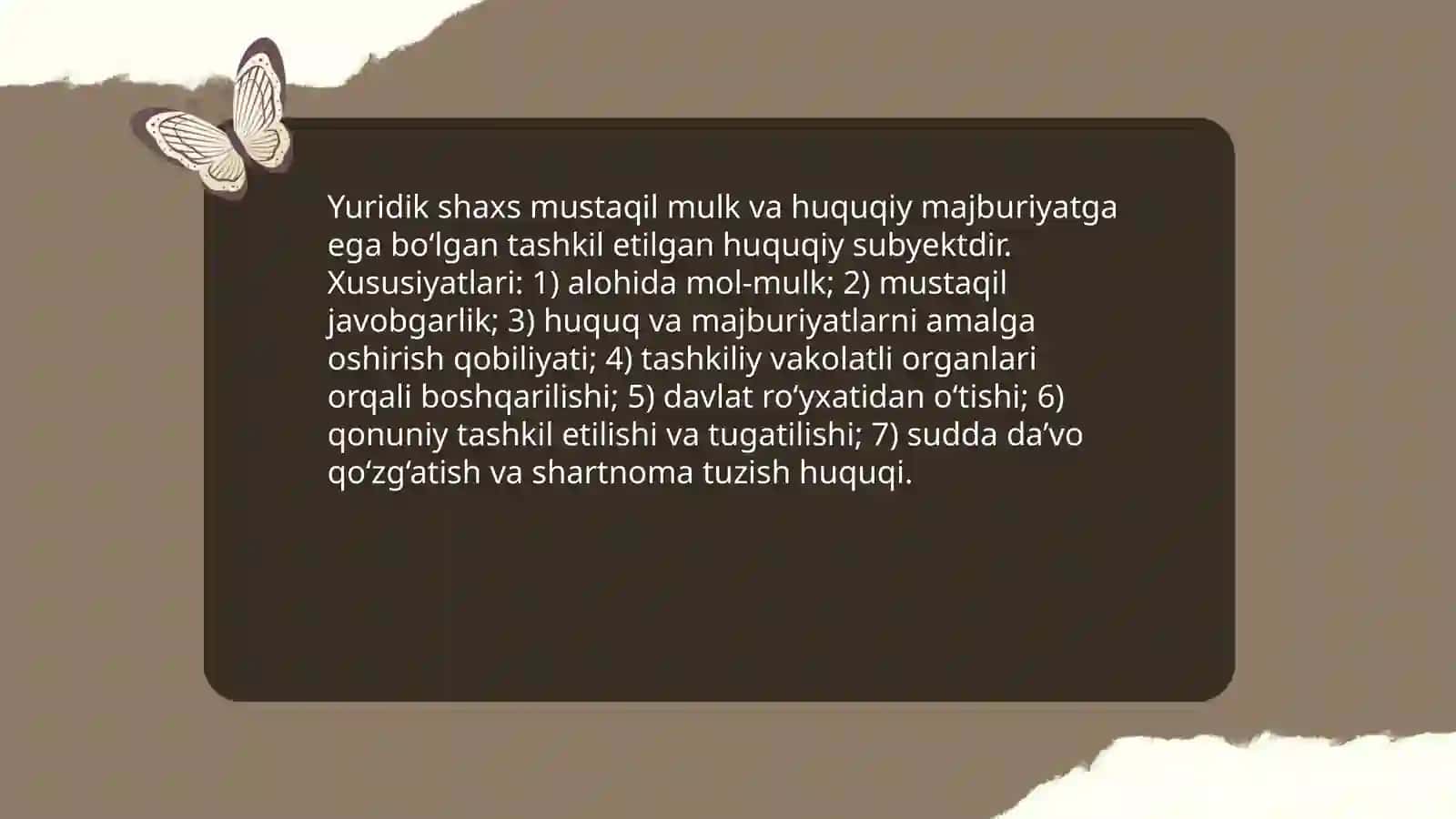 Yuridik shaxs tushunchasi va xususiyatlari 3