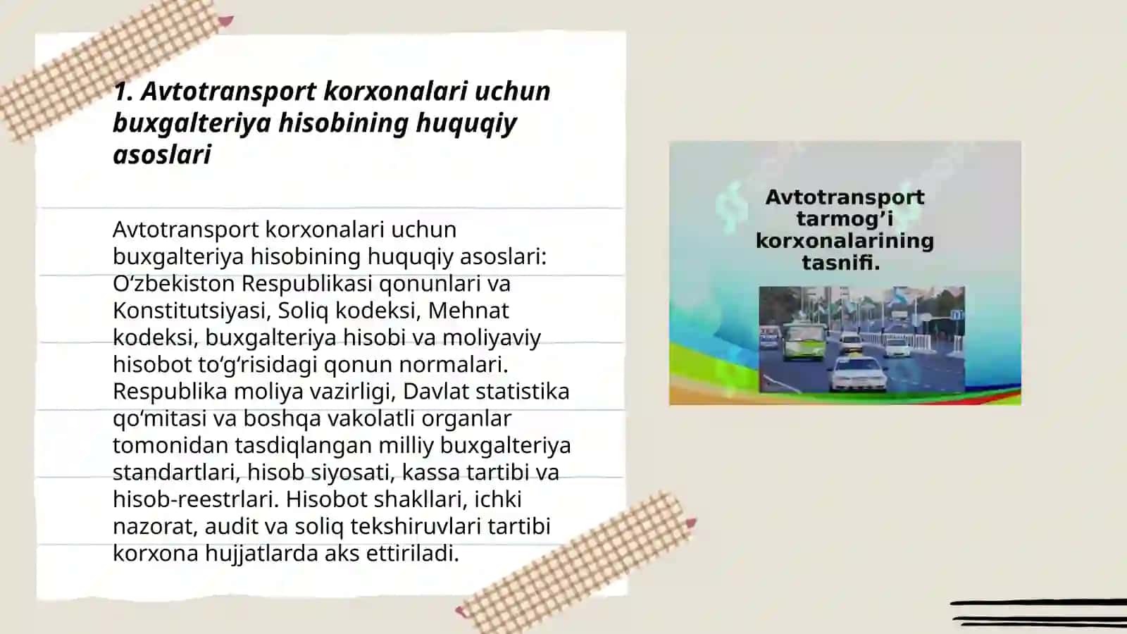 Avtotransport korxonalarida buxgalteriya hisobini tashkil qilish asoslari 3