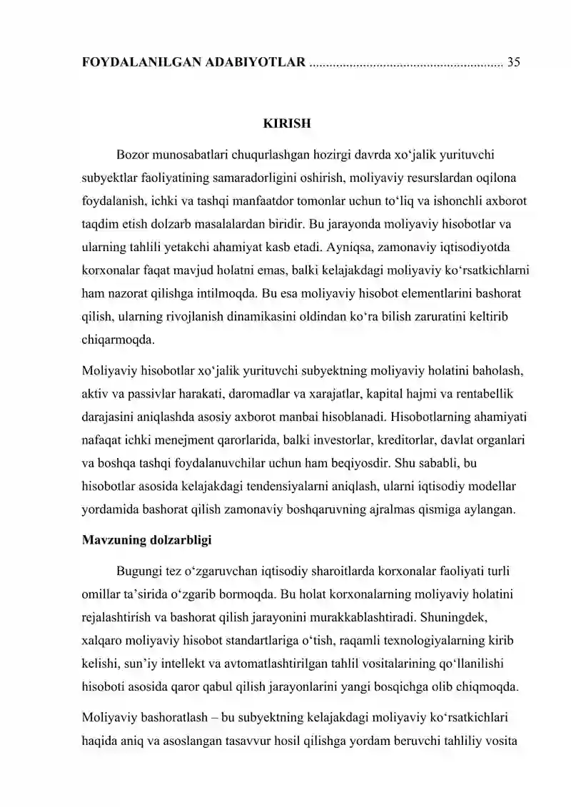 Moliyaviy hisobot elementlarini bashoratlash. 3