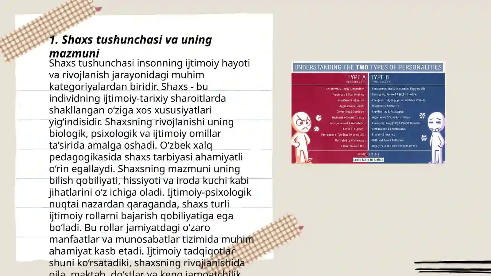 PSIXOLOGIYADA SHAXSNI O'RGANISHLAR NAZARIYASI 3