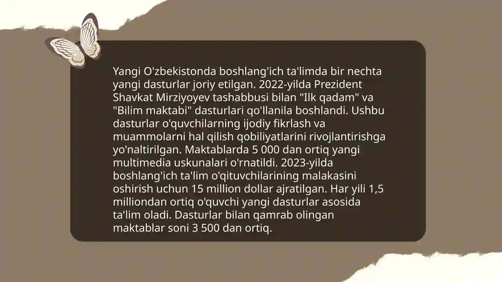 Yangi O’zbekistonda boshlang’ich ta’lim tizimidagi islohotlarni o’rganish 3