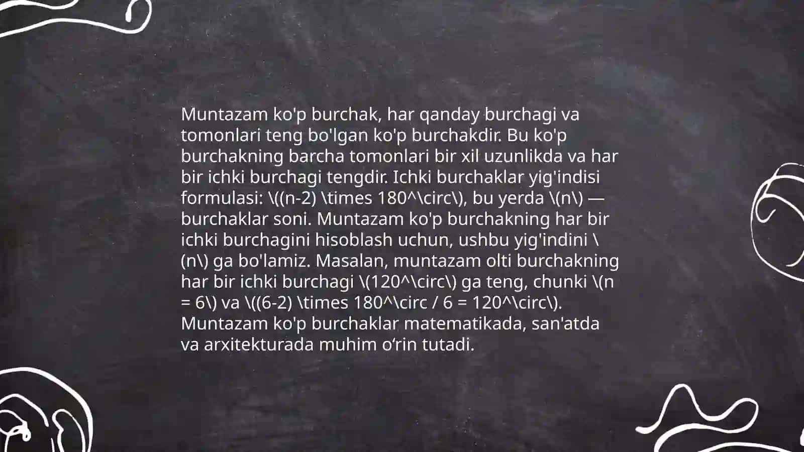 Muntazam ko'p burchaklar yasash usullariga 3