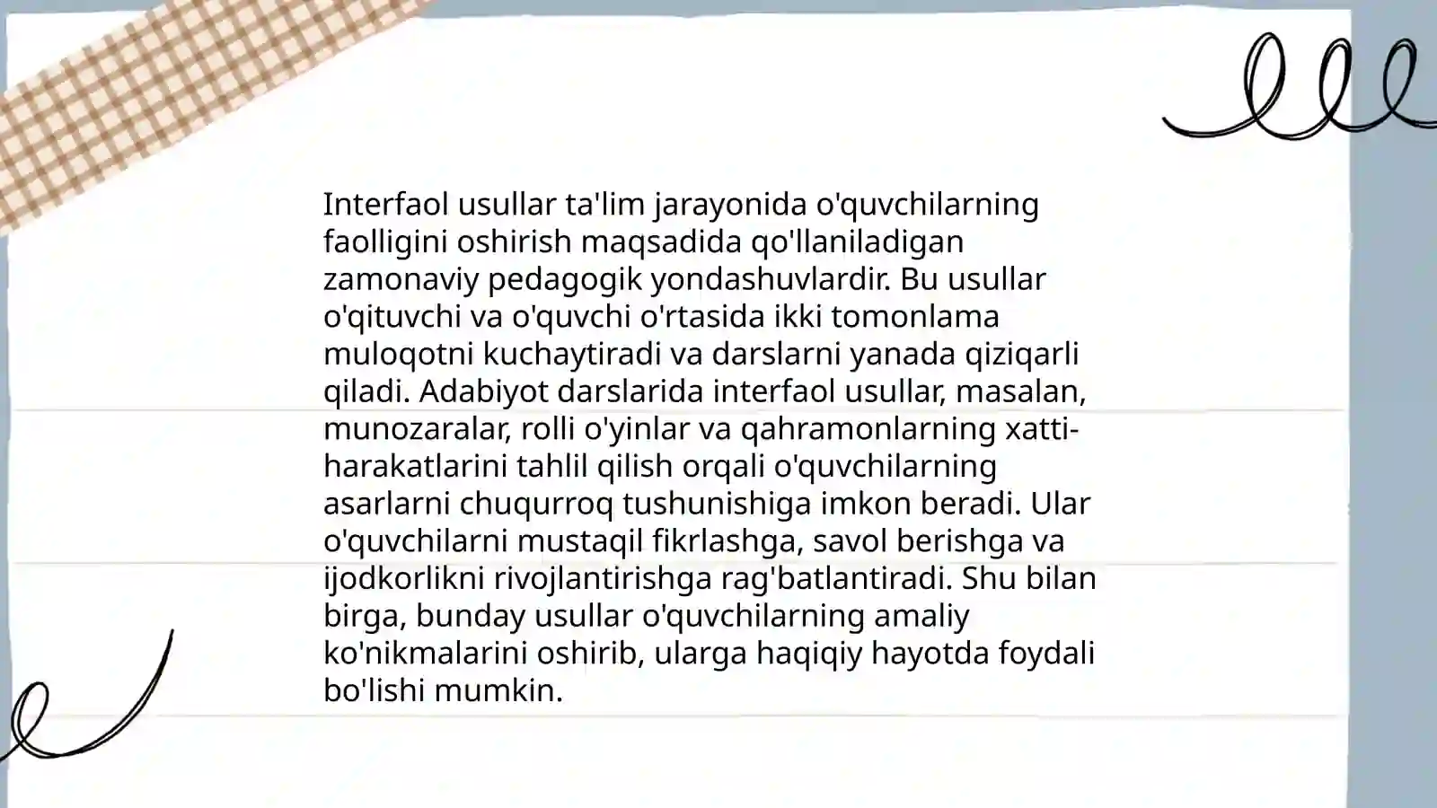 Interfaol usullar Adabiyot darslarida 3
