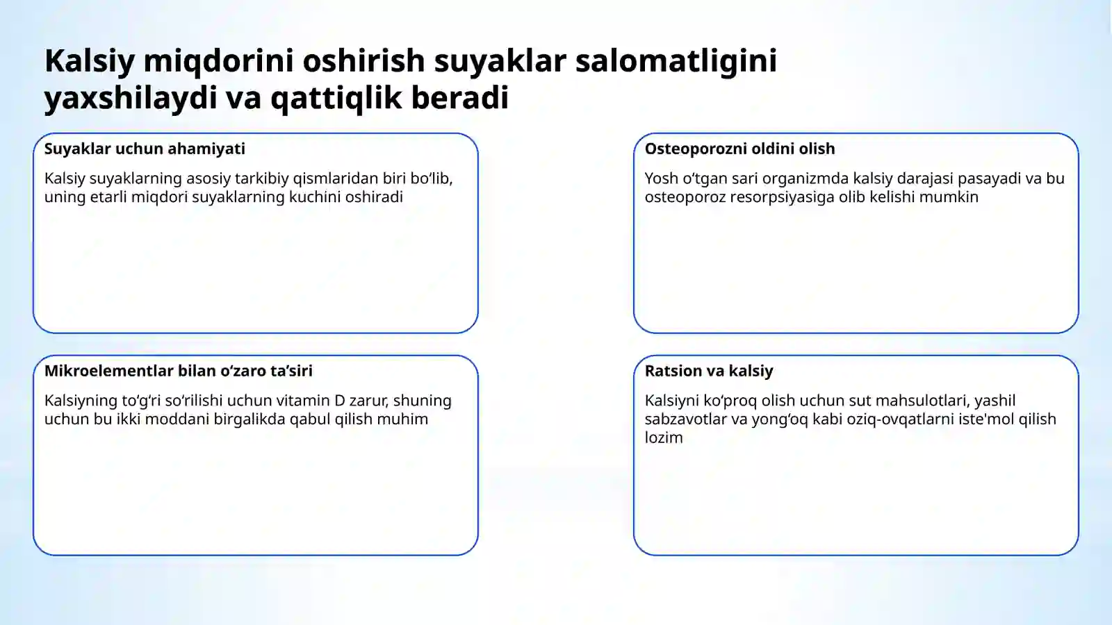 Mikroelementozlar.Ftor,kalsiy miqdorining ortishi 3