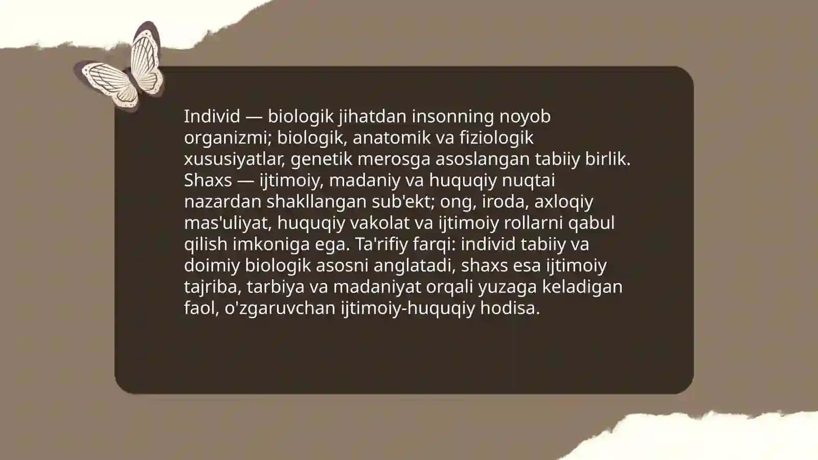 Individ, shaxs va individuallik tushunchalarining o'zaro farqi 3