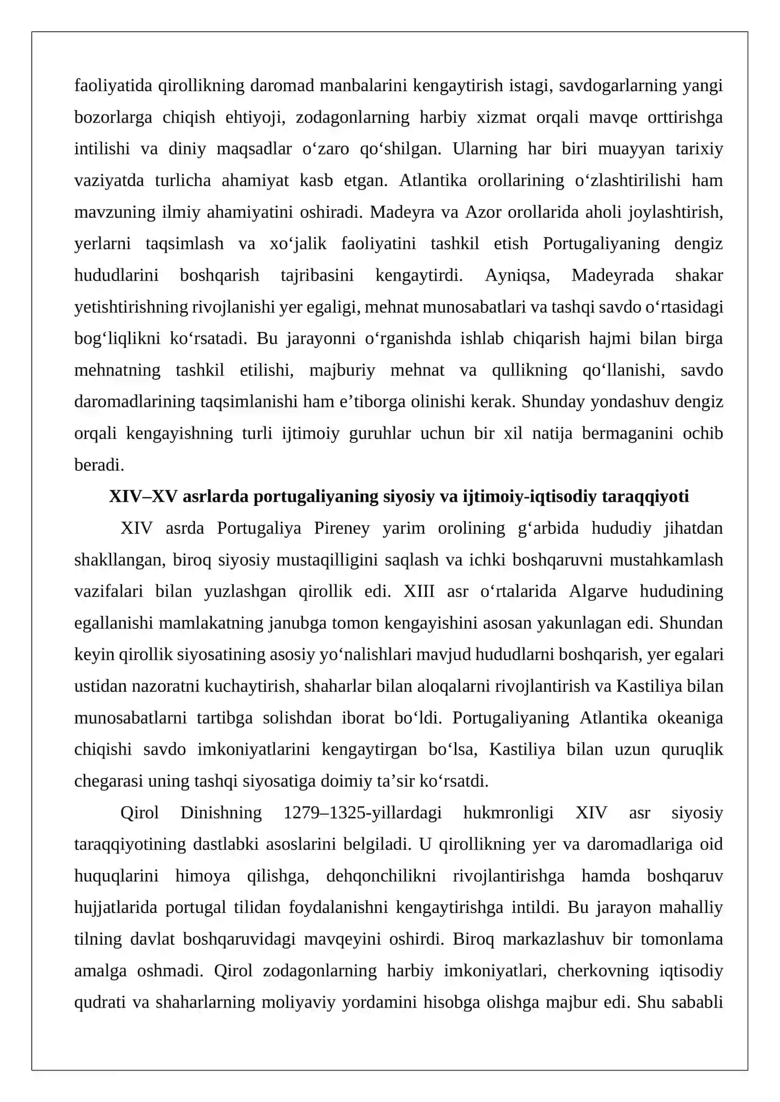 XIV-XV asrlarda Portugaliya tarixiga oid ilmiy tadqiqotlar 3